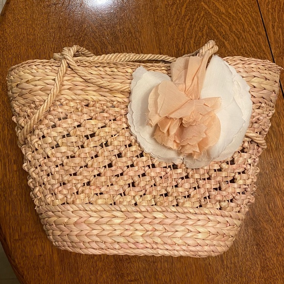 J. Crew Large Woven Basket Tote Bag Purse Approx. 6”D x18”L ~6.75-7.25” drop - Picture 4 of 15